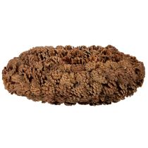 Artículo Maceta redonda de piñas, 38 cm; maceta redonda de piñas, marrón natural, hecha de piñas, 38 cm x 14 cm.