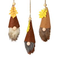 Artículo Colgante de gnomo de cono decoración de gnomo gnomo de otoño H10cm 6 piezas