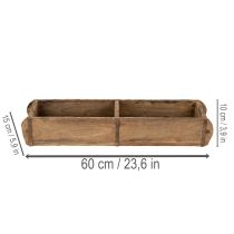Artículo Bandeja de madera con dos compartimentos, forma de ladrillo auténtico, adecuada para el hogar o la oficina, 60cm