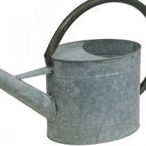 Artículo Regadera vintage de metal, color gris plateado, elegante decoración de jardín, florero, L53cm H29cm