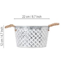 Artículo Bol de zinc, bol decorativo, metal con asa de cuerda, Ø22cm H12cm
