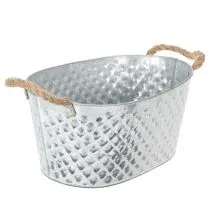 Artículo Bol ovalado grande de zinc, 31 cm x 20 cm, 15 cm de alto.