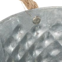 Artículo Bol ovalado de zinc con asas de cuerda, 27 cm x 17,5 cm, 12 cm de alto.