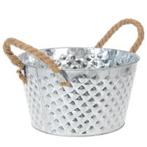 Artículo Bol redondo de zinc con asas de cuerda Ø25cm H14cm