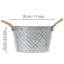 Artículo Bol redondo de zinc con asas de cuerda Ø28cm H16cm