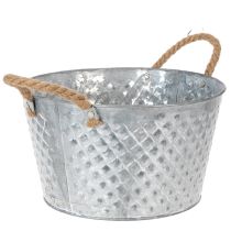Artículo Bol redondo de zinc con asas de cuerda Ø28cm H16cm