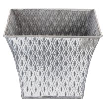 Artículo Maceta de zinc con diseño de rombos, 15 cm de alto.