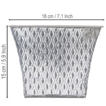 Artículo Maceta de zinc con diseño de rombos, 15 cm de alto.