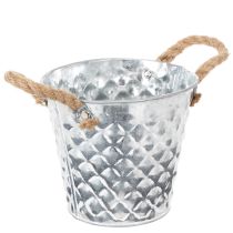 Artículo Olla de zinc con asas de cuerda Ø14,5cm H13cm