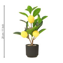 Artículo Limonero artificial decorativo, maceta de 28 cm, verde y amarillo