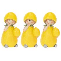 Artículo Figuritas de niño limón Decoración de mesa para verano estilo vintage, salas de estar y balcones 9 cm, 3 pzs