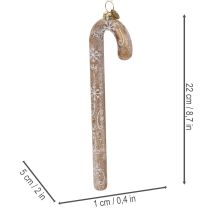 Artículo Adorno de cristal con forma de bastón de caramelo, decoración navideña nostálgica para el árbol, 22 cm.