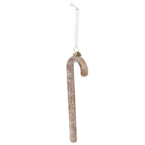 Artículo Adorno de cristal con forma de bastón de caramelo, decoración navideña nostálgica para el árbol, 22 cm.