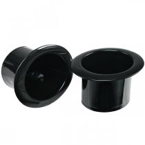 Artículo Cilindro decorativo, decoración de Año Nuevo, sombrero para plantar, jardinera de Año Nuevo, negro, alto 5 cm, largo 8 cm, 20 piezas