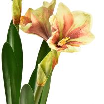 Artículo Amarilis en una bola de musgo artificial con flores estampadas en amarillo rosa - 45 cm - Decoración exótica y elegante