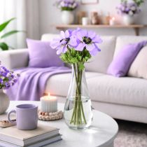 Artículo Flores de anémona artificiales en color lila, 34 cm de largo, 4 unidades.