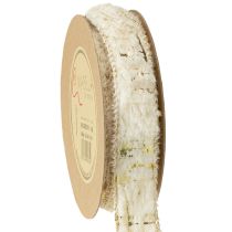 Artículo Cinta con pelo decorativa color crema dorado piel sintética 25mm 15m