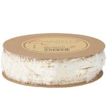 Artículo Cinta con pelo decorativa color crema dorado piel sintética 25mm 15m