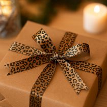 Artículo Cinta Estampado Leopardo Cinta de Seda Marrón Negro 15mm 18m