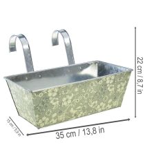 Artículo Maceta con soporte, para balcón, de metal, 35x15cm, H13cm