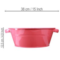 Artículo Bol de metal rosa con asas, redondo, Ø33,5 cm