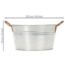 Artículo Bol redondo para flores con asas, bol de metal Ø17,5cm H9cm