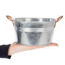 Artículo Bol redondo para flores con asas, bol de metal Ø17,5cm H9cm