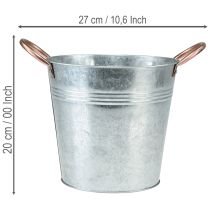 Artículo Maceta tipo cubo con asas, decoración metálica, Ø19cm H17cm