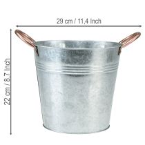 Artículo Maceta metálica con asas, cubo decorativo, Ø21cm H19,5cm