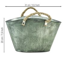 Artículo Maceta con asas de yute, bolso de metal, 31×20×17cm