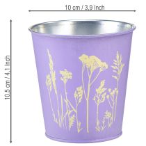 Artículo Maceta metálica, jardinera, flores moradas, Ø10cm H10.5cm