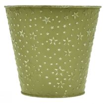 Artículo Maceta jardinera de metal estrellas verde plata Ø16cm