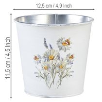 Artículo Maceta de metal, jardinera, blanca, 12,5 cm de alto, 11,5 cm de alto