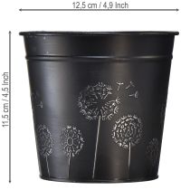 Artículo Maceta negra y plateada, jardinera de metal, Ø12,5 cm H11,5 cm