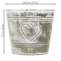 Artículo Maceta metálica de estilo shabby chic con diseño en forma de corazón, Ø22cm, H17.5cm