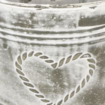 Artículo Maceta metálica de estilo shabby chic con diseño en forma de corazón, Ø22cm, H17.5cm