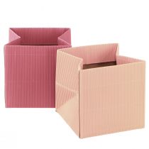 Artículo Macetero flor bolso rosa salmón 12cmx12cm 6uds