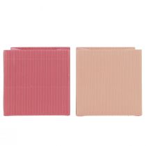 Artículo Macetero flor bolso rosa salmón 12cmx12cm 6uds