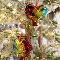 Artículo Decoración festiva de vidrio con forma de beso de corazón para Navidad