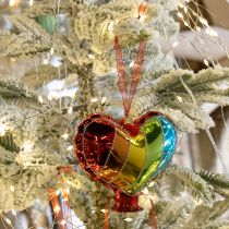 Artículo Decoración festiva de vidrio con forma de beso de corazón para Navidad