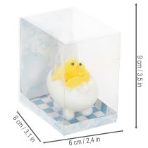 Artículo Adorno de pollito de Pascua, pollito de chenilla en la bañera, amarillo, 9 cm