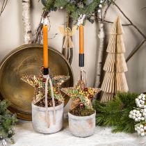 Artículo Adornos para árboles de Navidad, adornos de Adviento, colgantes de estrella dorados L15cm 8 piezas