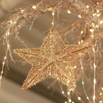 Artículo Adornos para árbol de Navidad, decoración de Adviento, colgante de estrella dorado W20,5cm 6 piezas