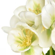 Artículo Rosas navideñas flores artificiales blancas en forma de ramo de 18 flores 60cm
