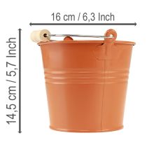 Artículo Cubo/maceta decorativa de metal, color marrón anaranjado, Ø16cm, H14.5cm, 1.6L