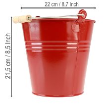 Artículo Cubo/maceta decorativa de metal, rojo, Ø22cm, H21.5cm, 6L