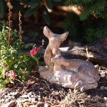 Artículo Figura decorativa de ciervo con cervatillo en fundición de piedra marrón y blanca 20×11×17cm
