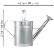 Artículo Regadera decorativa, diseño retro, metal, plata, 42x15,5x27cm, decoración vintage para balcón, maceta