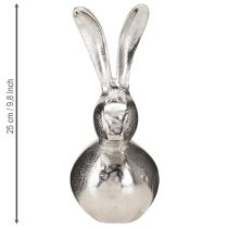 Artículo Conejo de Pascua redondo Metal Color plata Ø12cm H25cm