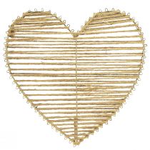 Artículo Corazón decorativo yute natural para decoración navideña para colgar 20cm 4uds
